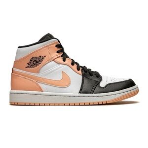 Air Jordan 1 Nike Crimson Black Orange Mid Unisex Basketball Athletic Shoes, 8